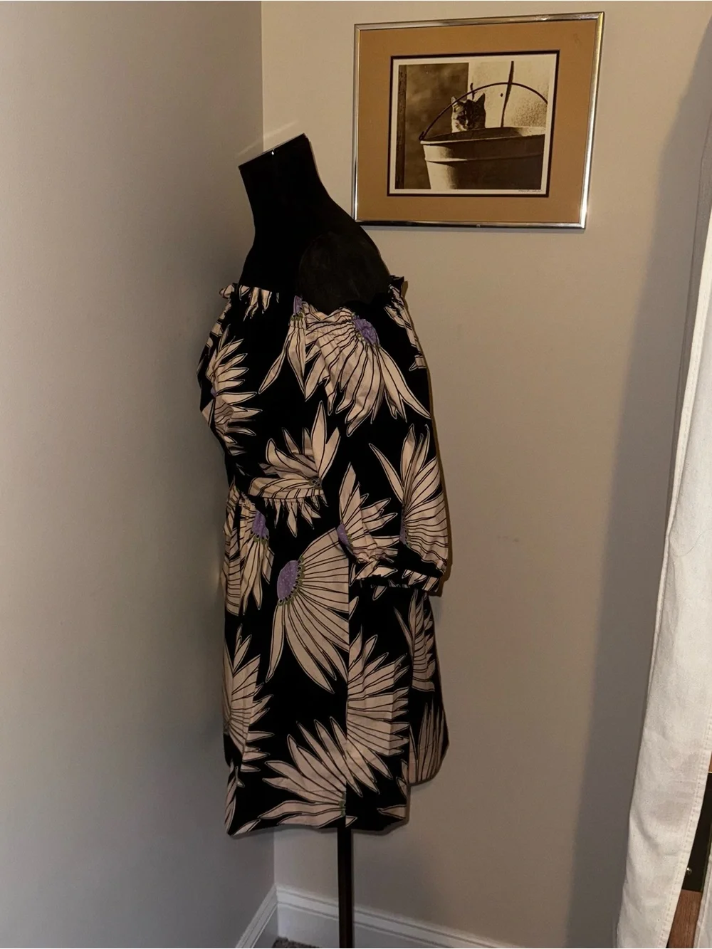 Kate Spade Falling Flower Dress NWT Black Purple Floral Mini Dress